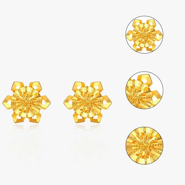 老凤祥 雪莲花 轻奢高级感小众百搭设计温柔时尚 可爱甜美表白恋爱 极简百搭优雅高贵显气质#好运 足金 按克计价 黄金耳钉 女款