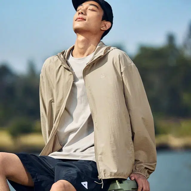 匹克 防晒系列 运动休闲简约纯色连帽防晒服 男女同款 米棕