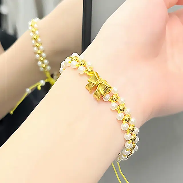 【赠暴富手机贴】 正大福 在逃公主蝴蝶结 浪漫爱意表白轻奢高级感蝴蝶精致个性优雅小众设计感#好运 玉髓 手链 女款