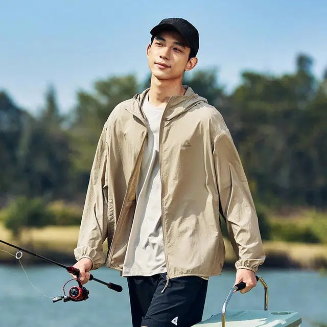 匹克 防晒系列 运动休闲简约纯色连帽防晒服 男女同款 米棕