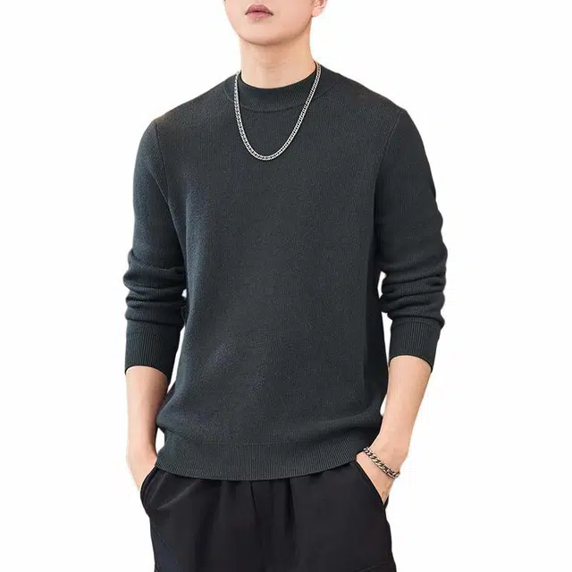 赞仕 长袖青年韩版潮流百搭修身打底针织衫 男款