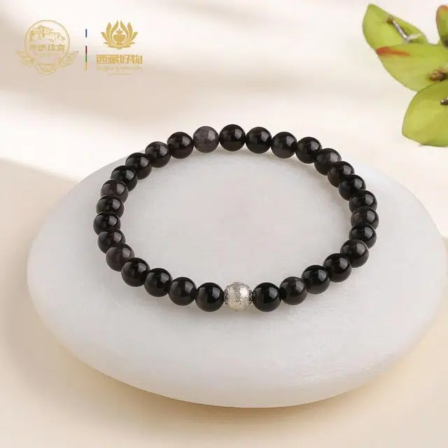 布达拉宫 六字真言转运珠圆珠文玩新中式平安顺遂纳福#好运 黑曜石 手串 男女同款情侣款