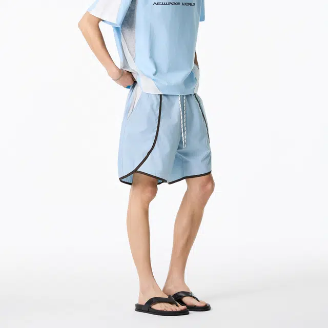 颂希尔 美式潮流运动设计感纯色直筒宽松百搭五分休闲短裤 男女同款