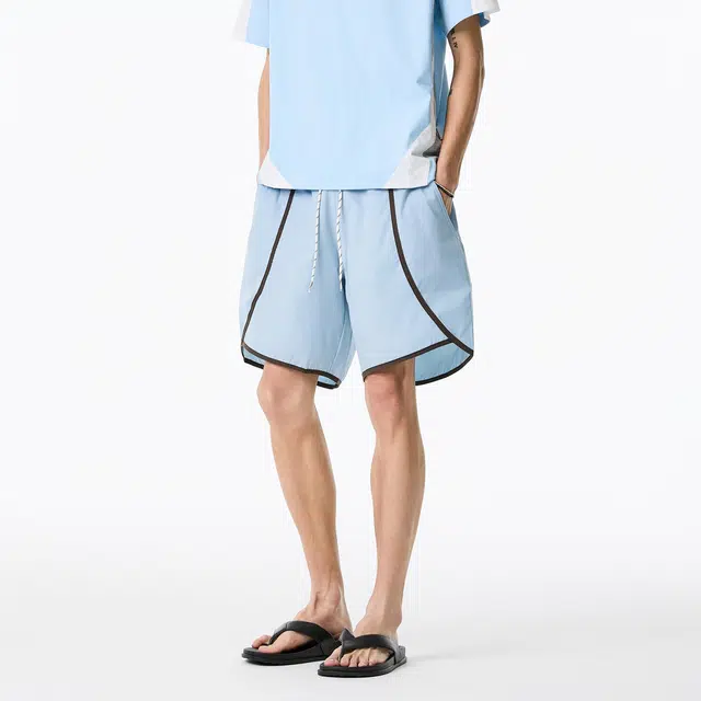 颂希尔 美式潮流运动设计感纯色直筒宽松百搭五分休闲短裤 男女同款