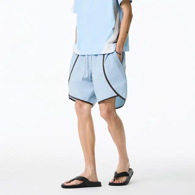 颂希尔 美式潮流运动设计感纯色直筒宽松百搭五分休闲短裤 男女同款