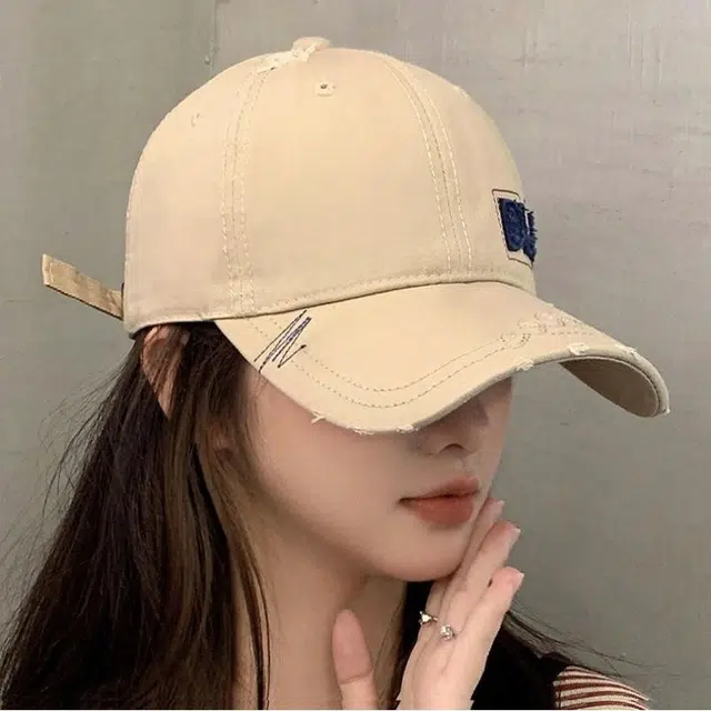 优莲茵 美式复古街头做旧刺绣字母 韩版简约休闲大帽檐显脸小 户外出行登山遮阳防晒帽 大头围可调节 棉 鸭舌帽 男女同款情侣款