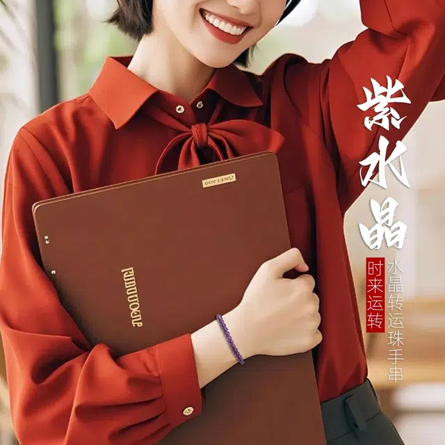 一世倾 招财转运 新中式国潮时尚潮流轻奢精致高级感气质百搭考试顺利学业上岸收藏级单圈好运天然 紫水晶 手串 男女同款情侣款