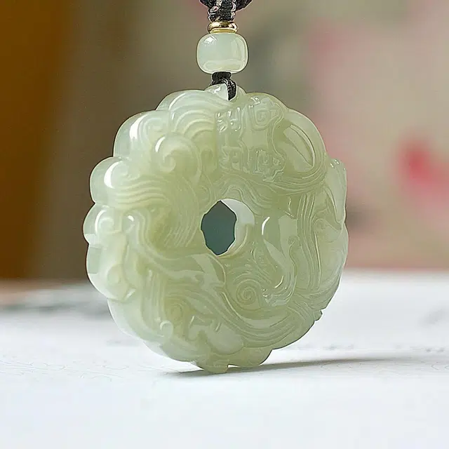 匠锁心玉 和田玉貔貅平安扣 前程似锦国潮风 新中式诸事顺意 招财纳福 原创设计小众轻奢时尚百搭#好运 项链 青白玉 男女同款情侣款