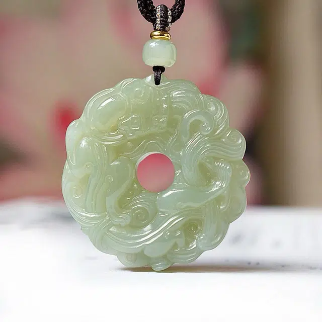 匠锁心玉 和田玉貔貅平安扣 前程似锦国潮风 新中式诸事顺意 招财纳福 原创设计小众轻奢时尚百搭#好运 项链 青白玉 男女同款情侣款