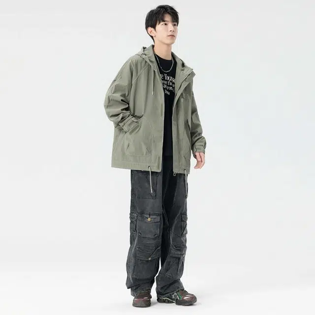 【dme】 美式户外机能风简约宽松运动百搭美式连帽防水夹克外套 男女同款