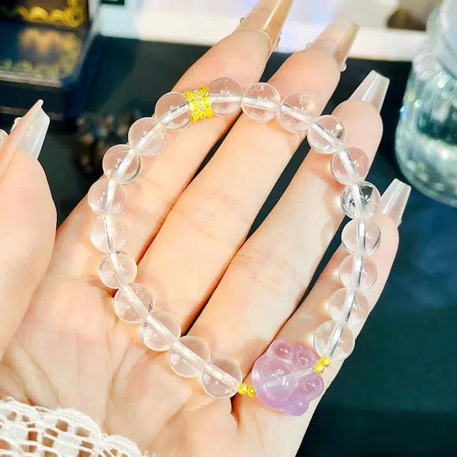 倾爱 甜美可爱猫爪#好运天然 白水晶 手串 女款