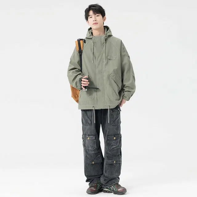 【dme】 美式户外机能风简约宽松运动百搭美式连帽防水夹克外套 男女同款
