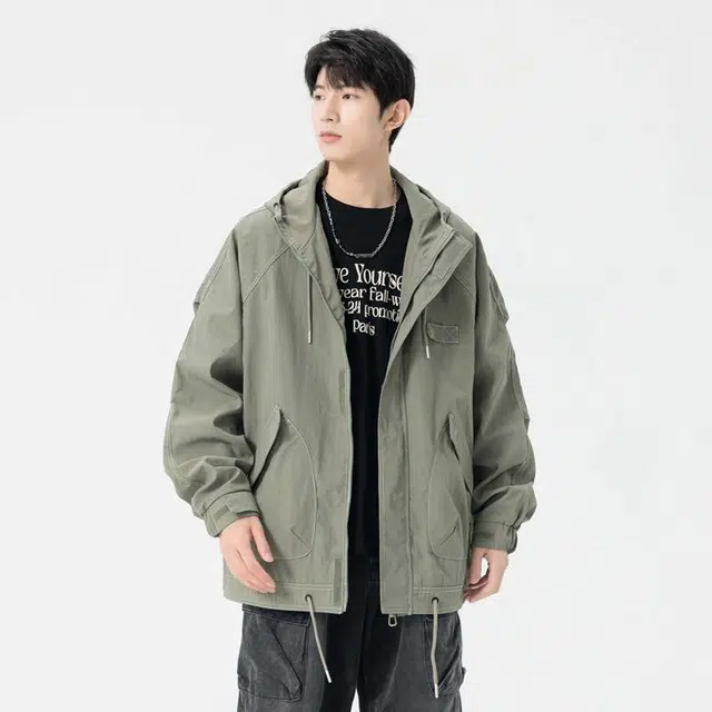 【dme】 美式户外机能风简约宽松运动百搭美式连帽防水夹克外套 男女同款