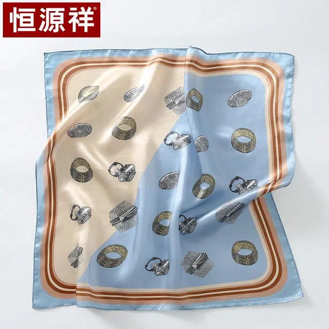 恒源祥 时尚真丝缎面小方巾丝质光感轻盈通透 围巾优雅气质 桑蚕丝 丝巾 女款