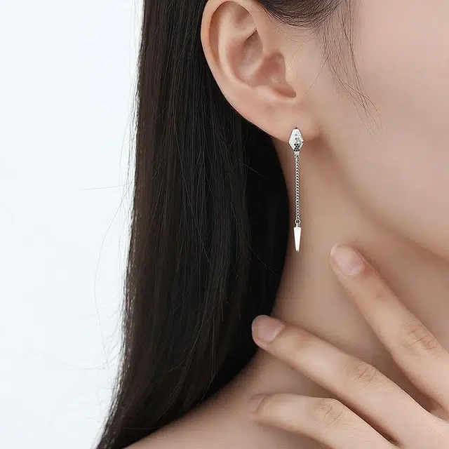 觅宿 几何蛇纹 流苏耳坠#好运 铂金 耳环 女款
