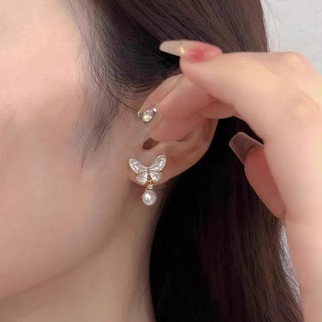 韵系 法式花间舞蝶 铜镀金 耳环 女款