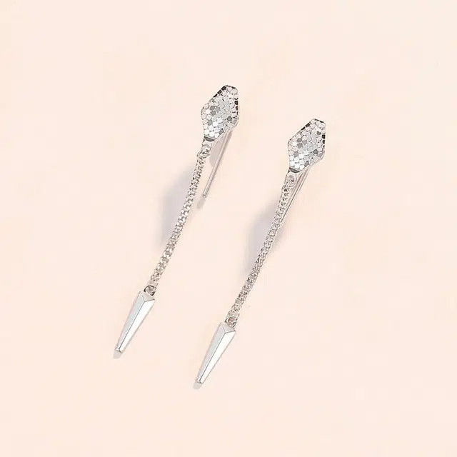 觅宿 几何蛇纹 流苏耳坠#好运 铂金 耳环 女款