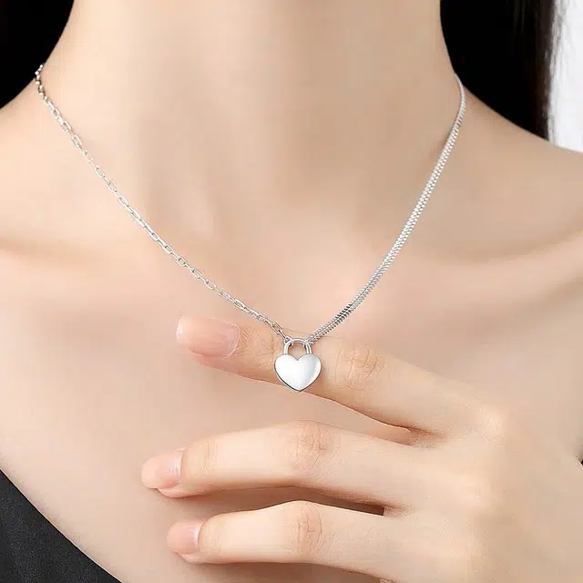 觅宿 锁爱 锁形爱心吊坠#好运 铂金 项链 女款