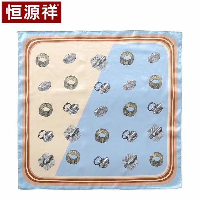 恒源祥 时尚真丝缎面小方巾丝质光感轻盈通透 围巾优雅气质 桑蚕丝 丝巾 女款