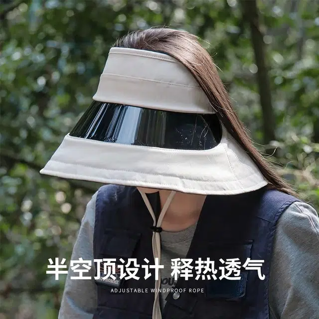 浪莎 环绕式大帽檐夏季遮阳防紫外线这榴莲户外骑行带镜片钓鱼医美全面防护空顶太阳帽 聚酯纤维 防晒帽 男女同款情侣款
