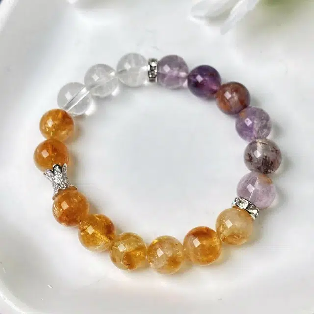喜宝春花 招财纳福诸事喜乐国风小众新中式复古新中式百搭福禄吉祥时尚百搭好运天然 黄水晶 手串 男女同款情侣款