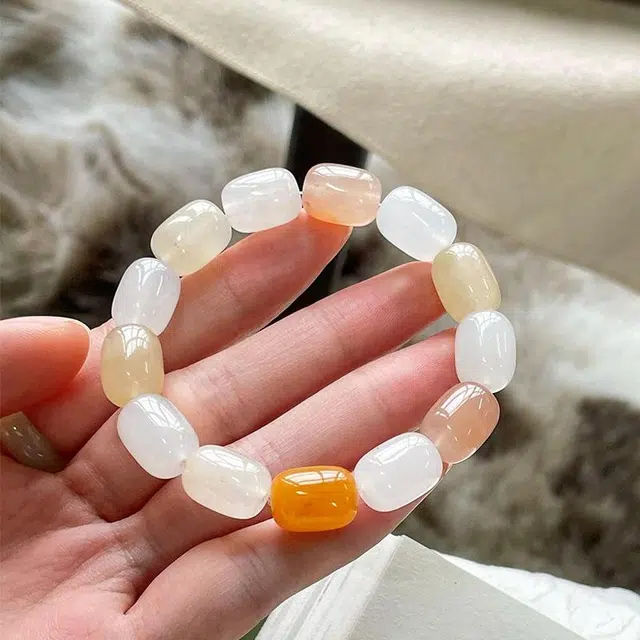琳琯瑛 枣状末糖黄口料原石多宝 金丝玉 手串 女款