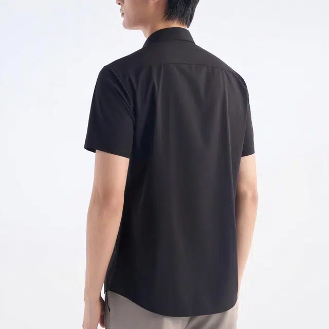 九牧王男裤专家 商务休闲时尚百搭柔软亲肤舒适纯色修身短袖衬衫 男款