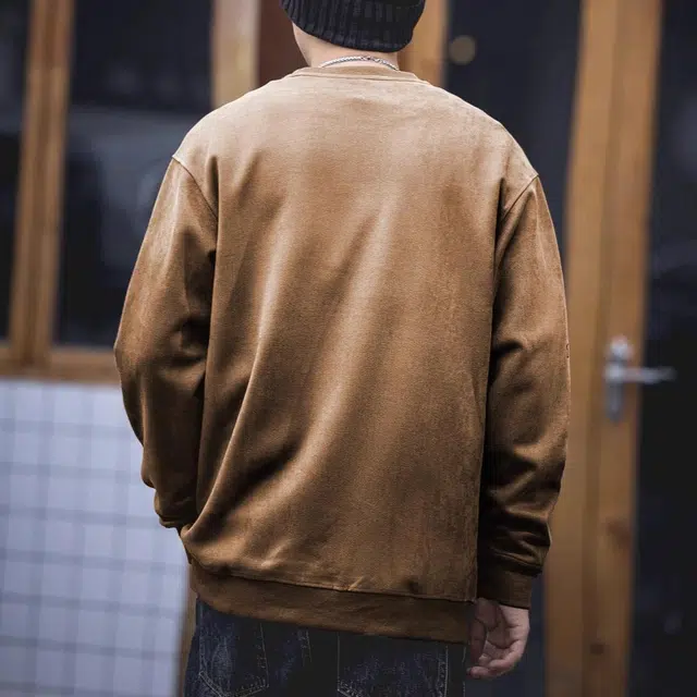 格蓝鹿 宽松圆领休闲长袖卫衣 男款 卡其