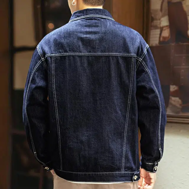 格蓝鹿 美式工装宽松水洗拼接休闲夹克外套 男款 深蓝