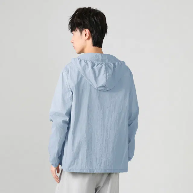 棉致 宽松休闲百搭字母直筒薄款连帽长袖防晒服 男女同款