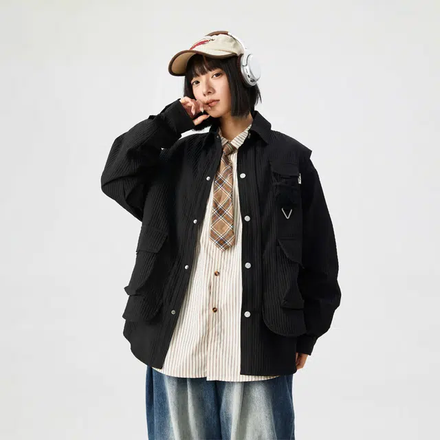 敦煌博物馆 日系简约纯色宽松百搭休闲长袖衬衫 男女同款