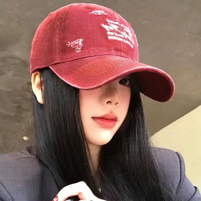 雅鹿 春夏季字母刺绣复古软顶水洗破洞棒球帽户外出行运动风防晒遮阳时尚潮流百搭大头围显脸小 棉 鸭舌帽 男女同款情侣款