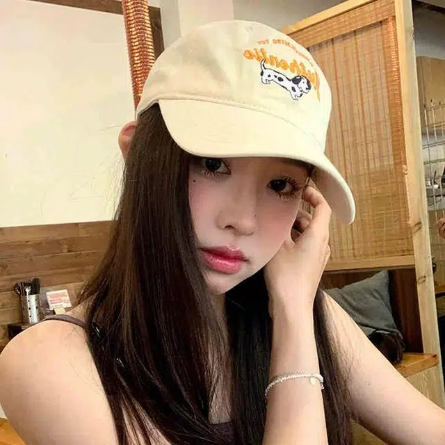 雅鹿 可爱卡通小狗刺绣字母 户外出行防晒遮阳时尚百搭大头显脸小 棉 鸭舌帽 男女同款情侣款