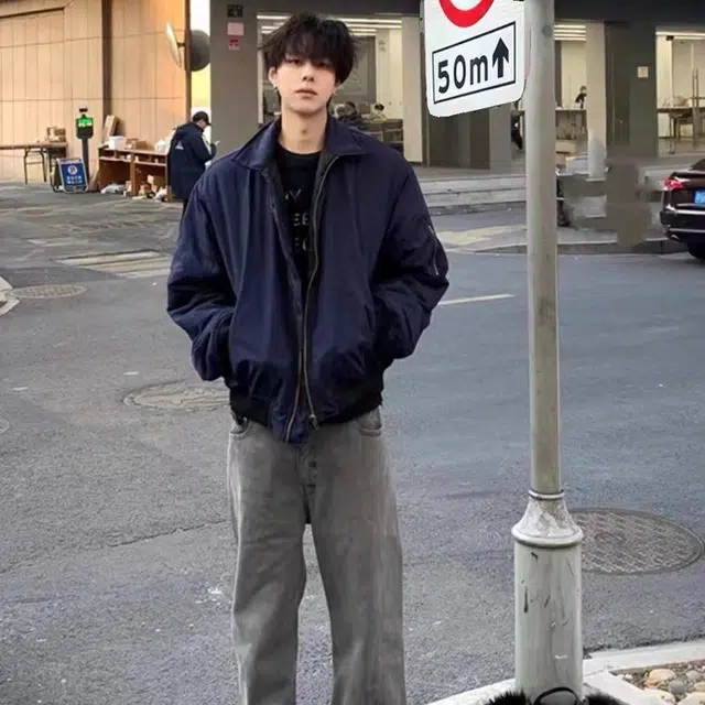 费尔岛上的猫 美式复古宽松高街休闲飞行员翻领夹克外套 男女同款