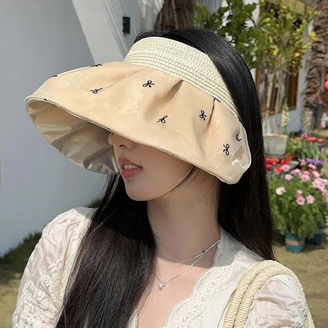 朵澜 夏季空顶防紫外线甜美大帽檐帽 聚酯纤维 防晒帽 女款