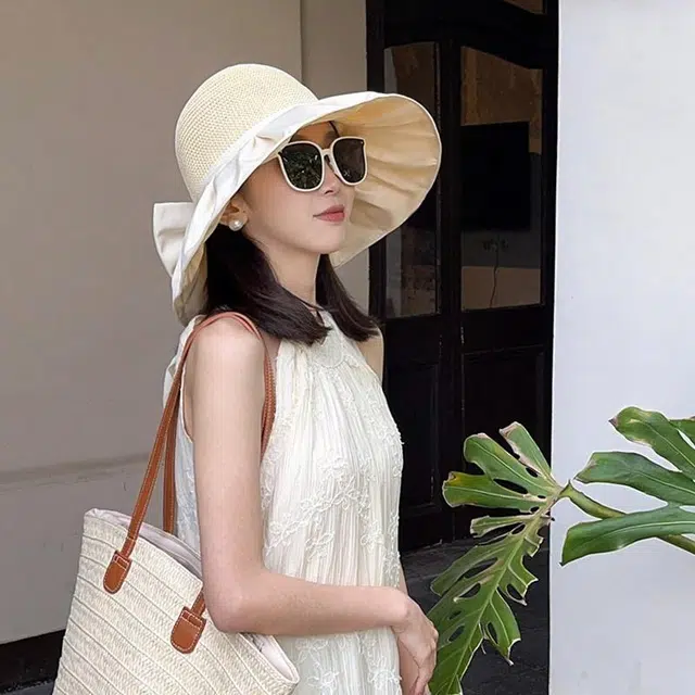 朵澜 夏季防紫外线遮阳帽沙滩出游太阳帽 聚酯纤维 防晒帽 女款