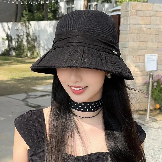 朵澜 沙滩出游太阳帽可折叠百搭夏季防紫外线遮阳帽 聚酯纤维 防晒帽 女款