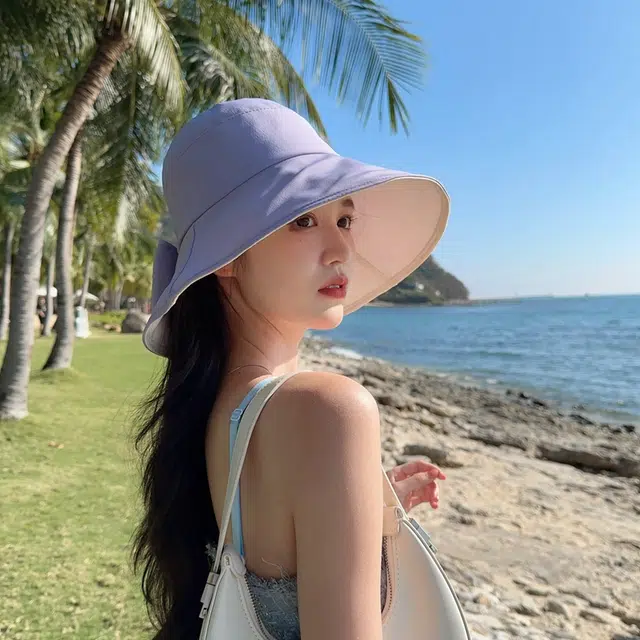朵澜 户外太阳帽可折叠大帽檐防紫外线 聚酯纤维 防晒帽 女款