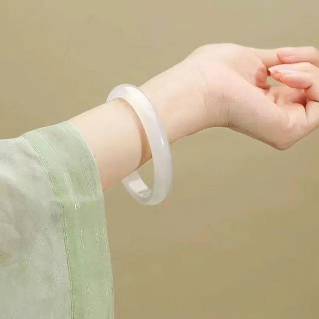 【甄选高品质】 爱恋珠宝 白月如岚 白月光美人镯贵妃镯 如月如岚江南优雅古风 中式国风百搭显贵宫廷风#好运水贝复古上岸 玉髓 手镯 女款