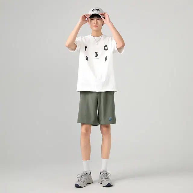 棉致 星点夜空纯色冰丝简约基础宽松直筒滩篮球运动五分休闲短裤 男女同款