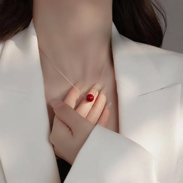 品彩 轻奢高级感 简约百搭 气质时尚#好运 朱砂 玉石项链 女款