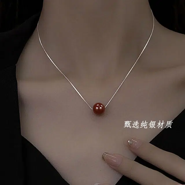 品彩 轻奢高级感 简约百搭 气质时尚#好运 朱砂 玉石项链 女款