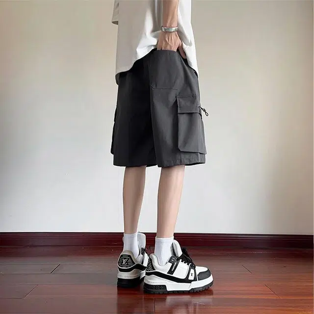 佐菲利 美式复古男潮流设计感多口袋五分宽松直筒休闲短裤 男女同款