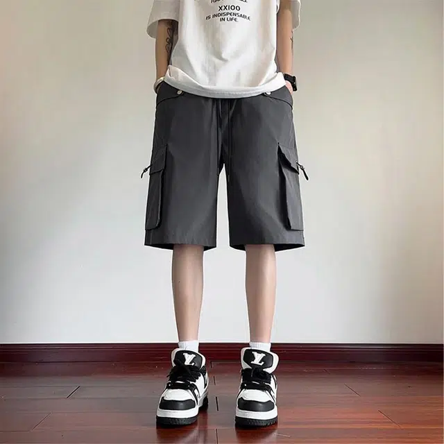 佐菲利 美式复古男潮流设计感多口袋五分宽松直筒休闲短裤 男女同款