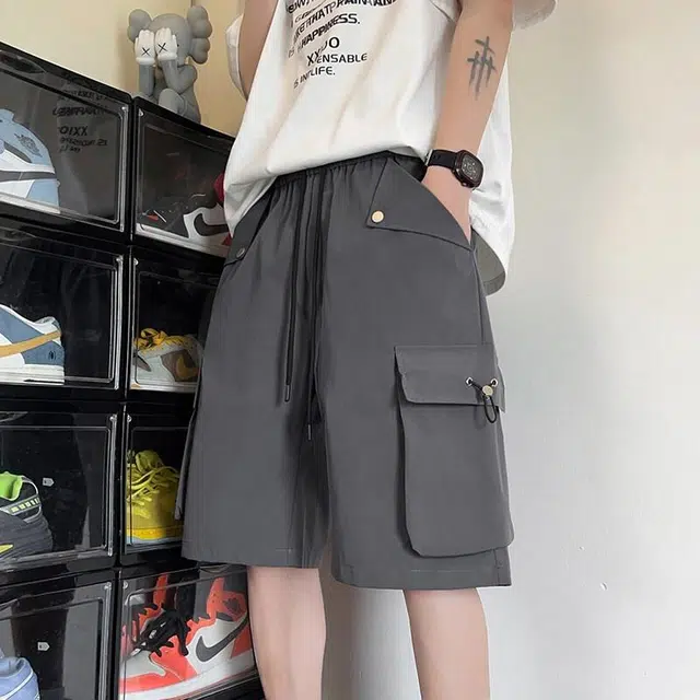 佐菲利 美式复古男潮流设计感多口袋五分宽松直筒休闲短裤 男女同款