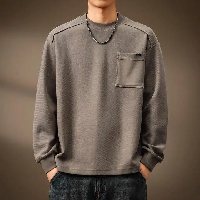 贵色 高端美式复古龙甲肌理重磅纯色卫衣 男款