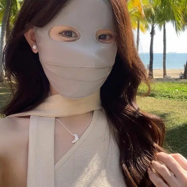 雅鹿 户外旅游脸基尼冰丝凉感舒适轻薄透气全脸防护防紫外抗老化柔软可调节耳绳高自由度随心搭 锦纶 防晒面罩 女款