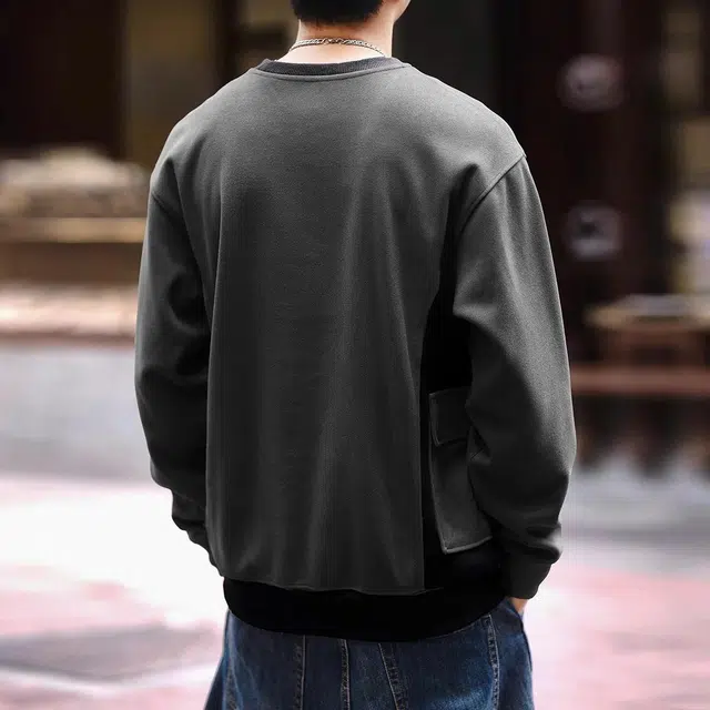 格蓝鹿 圆领宽松微弹长袖卫衣 男款