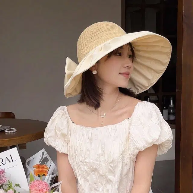 朵澜 防紫外线时尚夏季大帽檐可折叠收纳 棉麻 防晒帽 女款