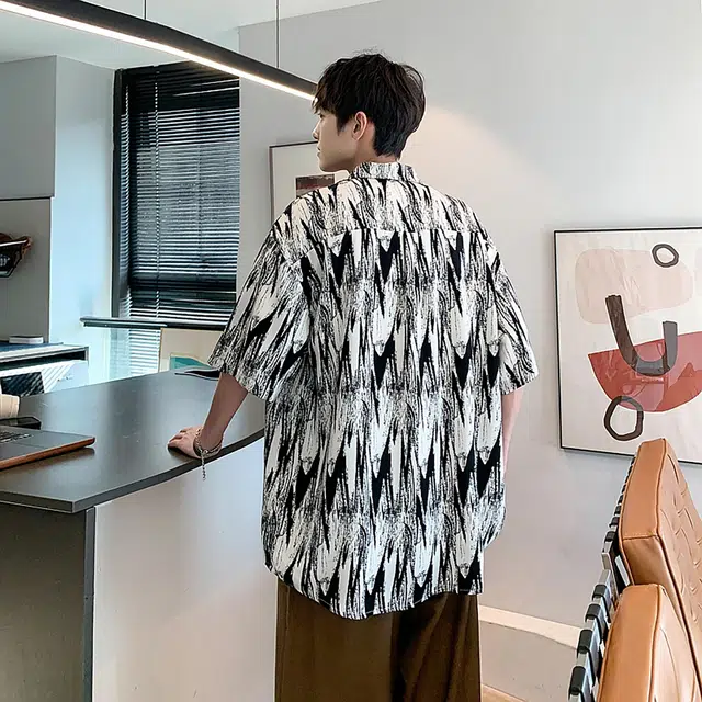 宾力克 美式基础款条纹设计休闲宽松显瘦港风复古衣潮日常款高级感衬衫 男女同款